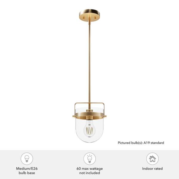 Hunter Karloff 3-Light Alturas Gold Transitional Clear Glass Bell LED Medium Hanging Pendant Light