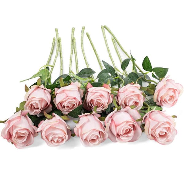 DuHouse 10pcs Fake Roses Artificial Silk Flowers Faux Rose Flower Long  Stems Bouquet for Arrangement Wedding Centerpiece Party Home Kitchen