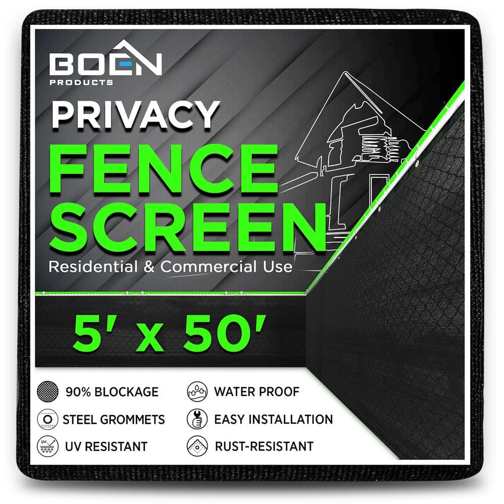 5 ft. X 50 ft. Black Privacy Fence Screen Netting Mesh with Reinforced Grom