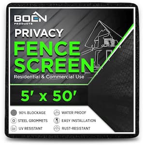 5 ft. X 50 ft. Black Privacy Fence Screen Netting Mesh with Reinforced Grommet for Chain link Garden Fence