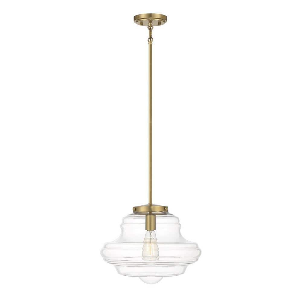 Natural Brass and Clear Glass Vintage Pendant Light