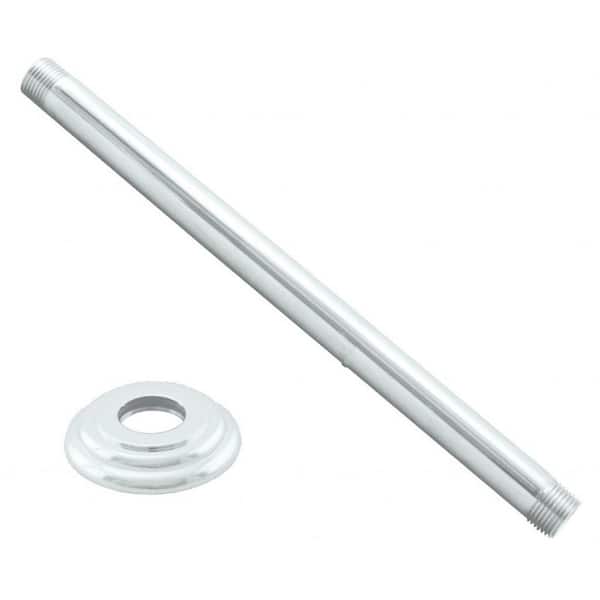 Westbrass 1/2 in. IPS x 12 in. Round Ceiling Mount Shower Arm with Flange, Powder Coat White
