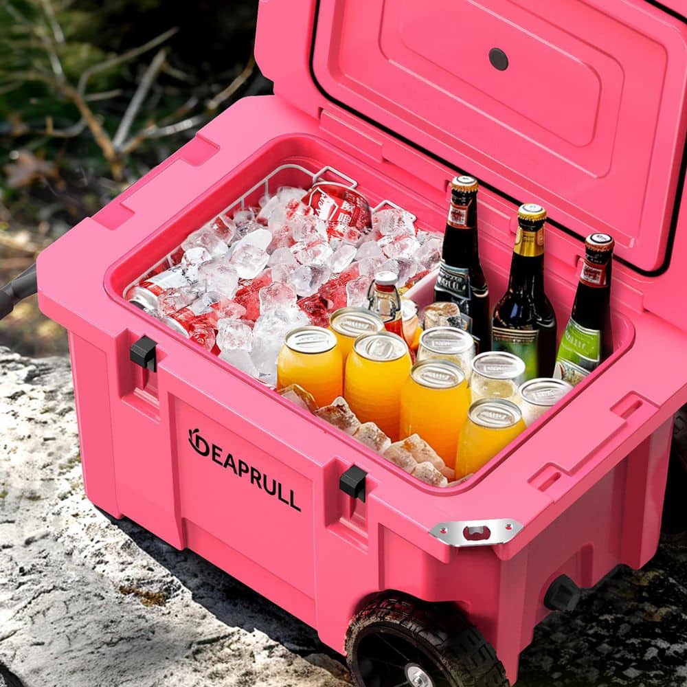 Gilati Pink 55 qt. Portable Chest Cooler, Leak-Proof Outdoor