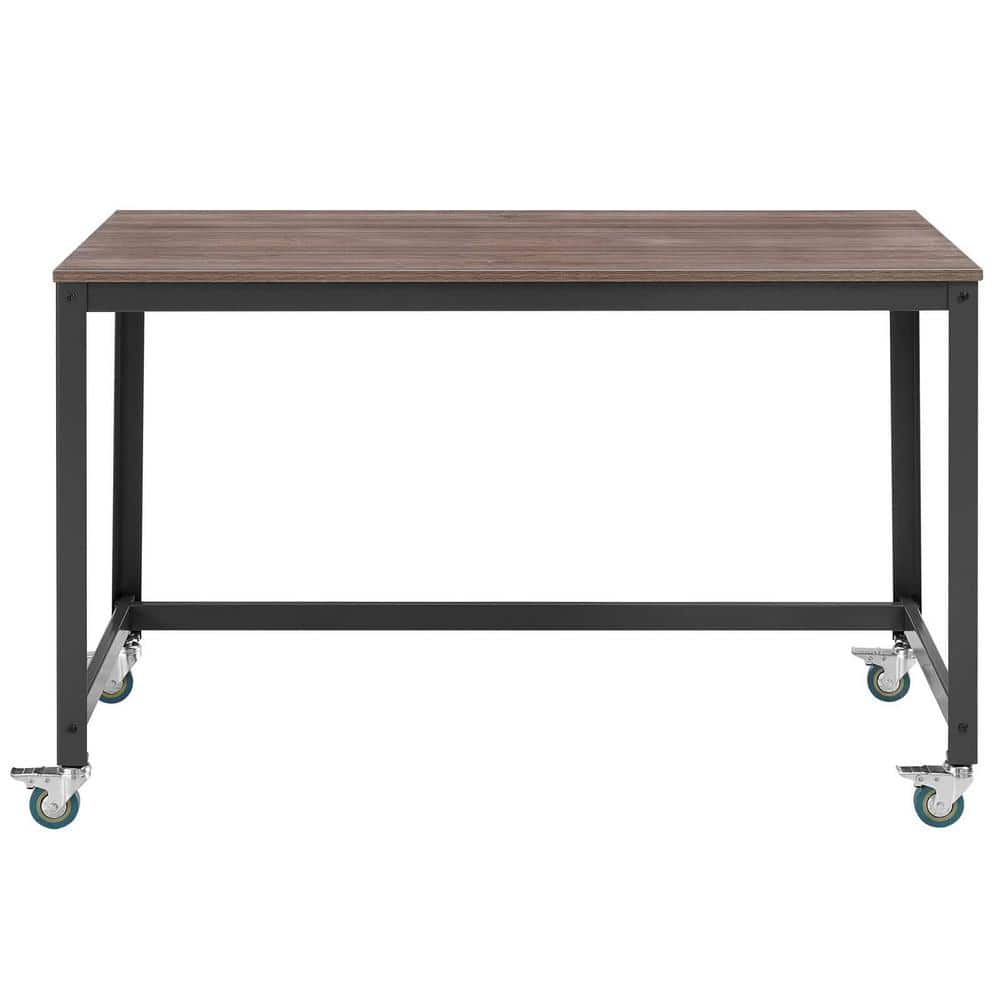 Gray Wood Office Desk with Drawer and Filing Cabinet