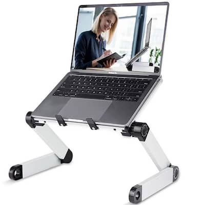 RAINBEAN 15.7 in. Black Aluminum Adjustable and Foldable Portable Laptop Stand