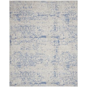 Whimsicle Gray Blue 8 ft. x 10 ft. Abstract Contemporary Area Rug