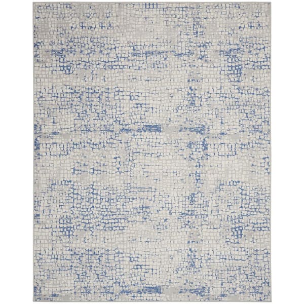 Nourison Whimsicle Gray Blue 8 ft. x 10 ft. Abstract Contemporary Area Rug