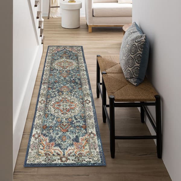 Dellen Blue 1 ft. 11 in. x 10 ft. Area Rug