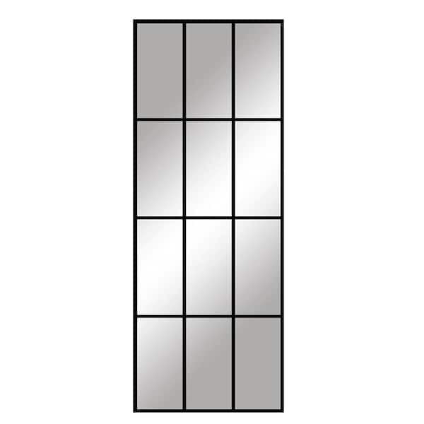 Black 24 in. W x 65 in. H Rectangular Windowpane Modern Aluminum Alloy Framed Full Length Mirror Floor Mirror