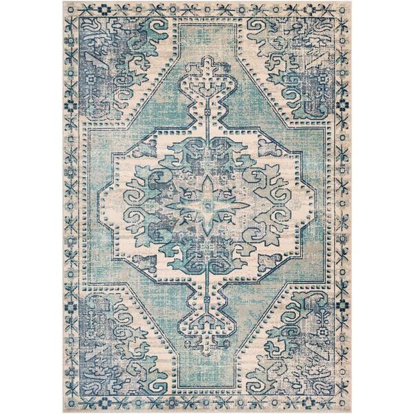Livabliss Nikita Teal 9 ft. x 13 ft. 1 in. Medallion Area Rug ...