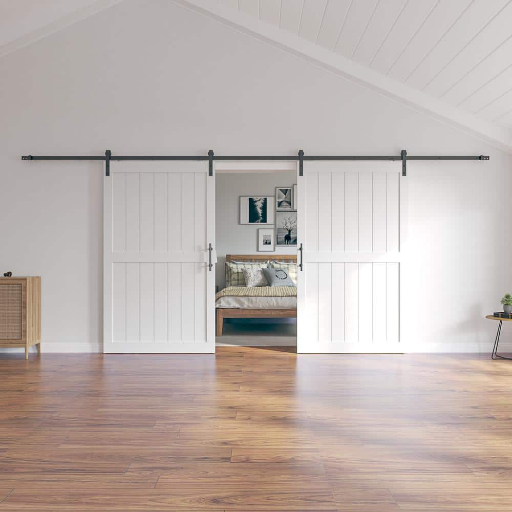 96 in. x 84 in. MDF Sliding Barn Door with Hardware Kit, Covered with Water