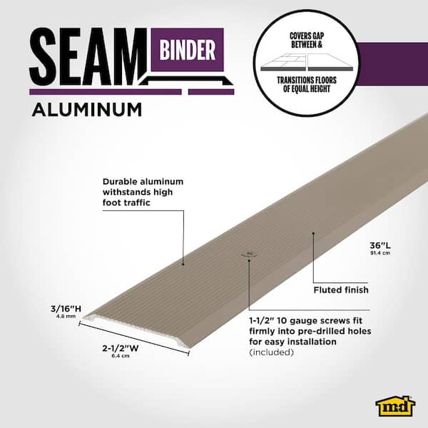 2-1/2"X 36" PEWTER ALUMINUM SEAM BINDER W/SCREWS & ANCHORS