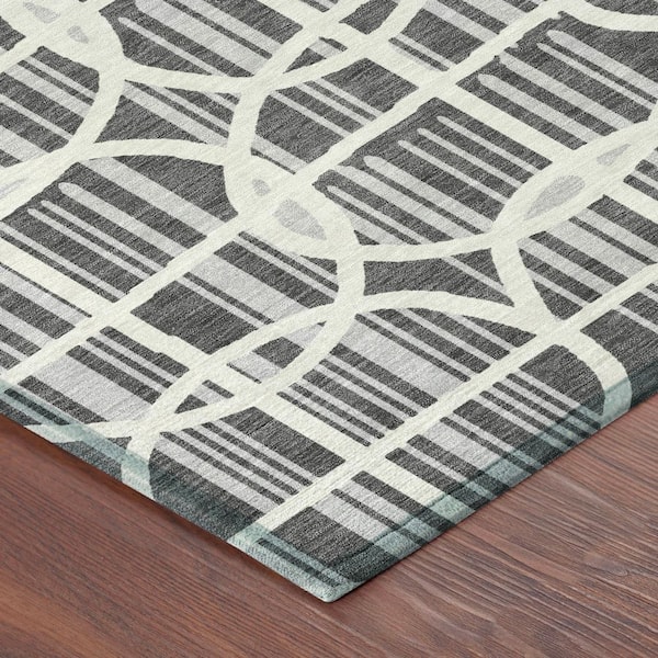 Chantille Machine Washable Indoor/Outdoor Abstract ACN2769 Graphite 8 ft. x 10 ft. Area Rug