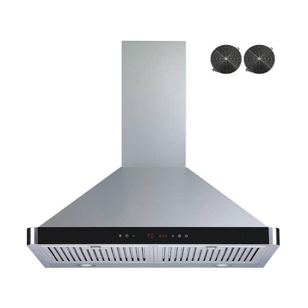 Winflo 30 in. 439 CFM Convertible CFM Wall Mount Range Hood in Stainless Steel with Baffle and Charcoal Filters