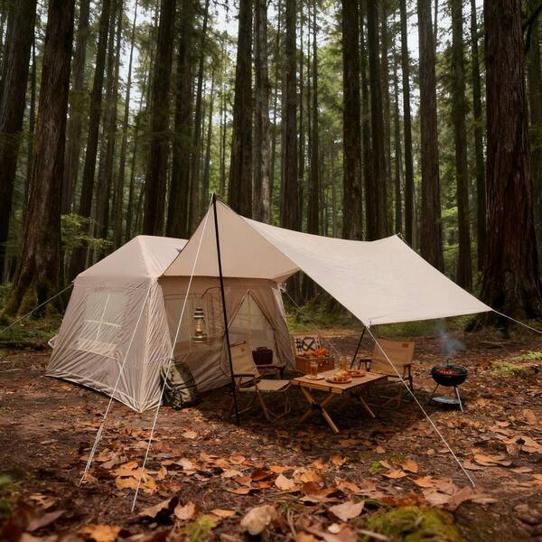 TEINIE 9 ft x 7 ft Beige Inflatable Camping Tent Glamping Tents