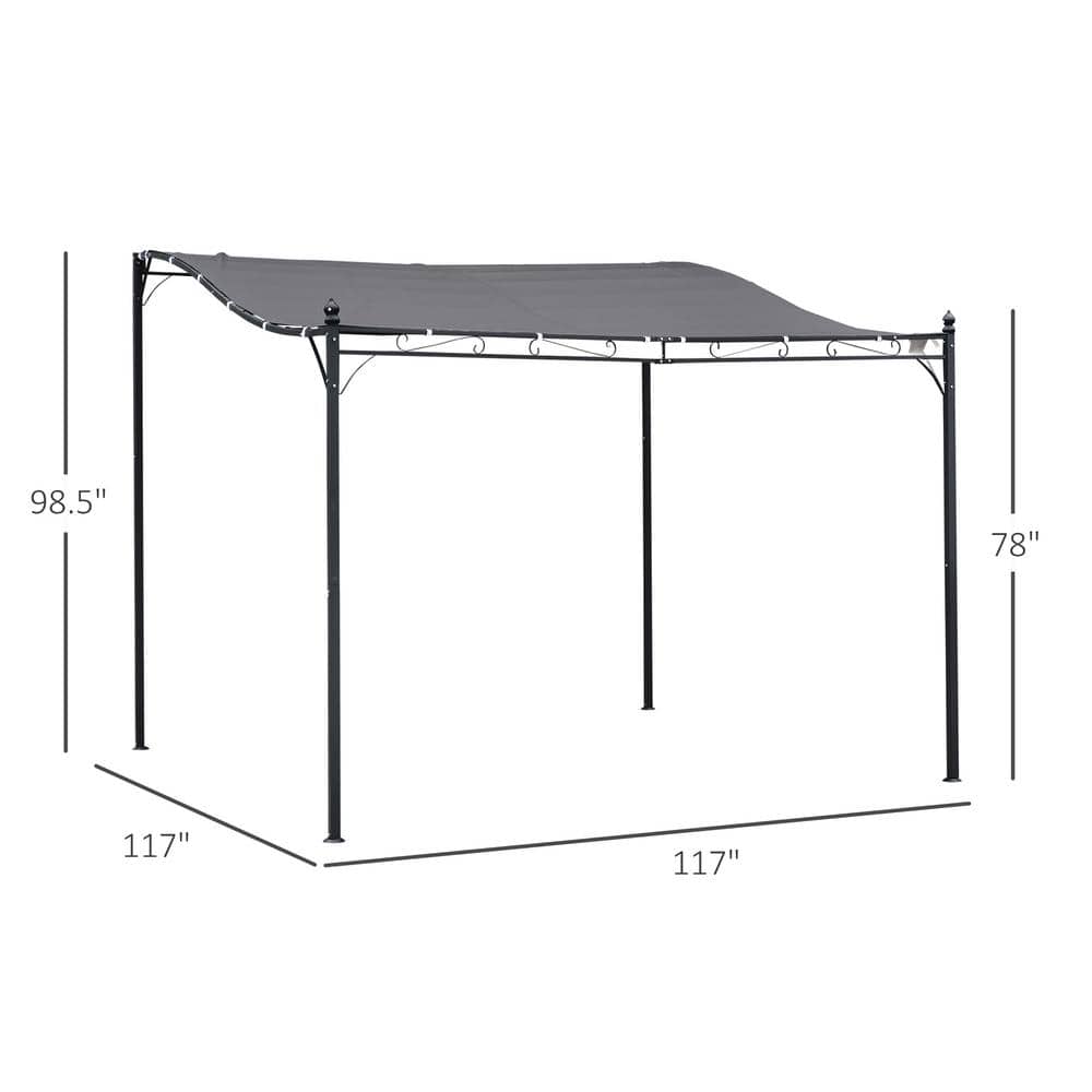 10 ft. x 10 ft. Gray Steel Outdoor Pergola Gazebo with Fabric Roof