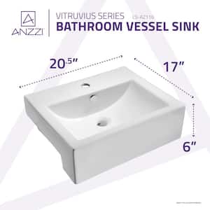 Vitruvius Series Rectangular White Ceramic 20.5 in. W Vessel Sink