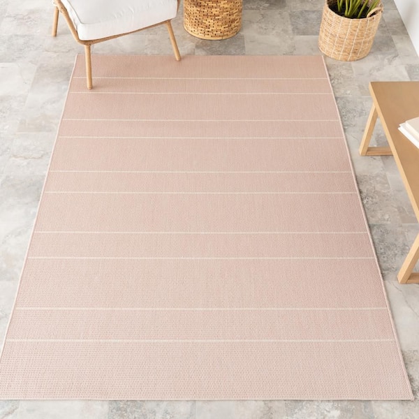 Alaina Striped Light Pink 4 ft. x 6 ft. Outdoor Area Rug