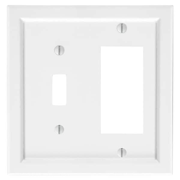 AMERELLE Shaker 2-Gang White 1-Toggle/1-Decorator/Rocker BMC Wood Wall Plate