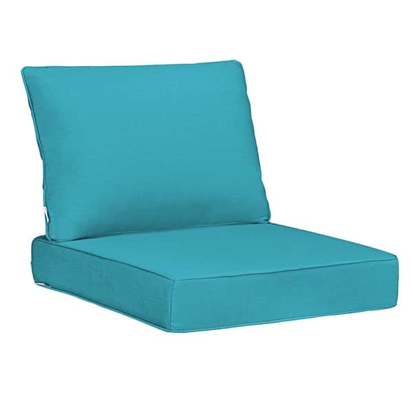 Uixe 22.5in.x24.5in. 19in.x22.5in. 2-Piece Deep Seat Rectangle Outdoor Lounge Chair Cushion/Throw Pillow Set in Light Blue