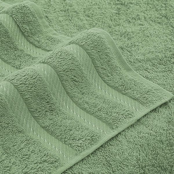 Dana 6 Piece Soft Egyptian Cotton Towel Set, Striped, Sage Green, White