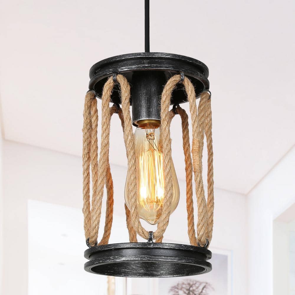 Thick Rope Cable Set for Pendant Light Black Natural Wood Rope Hardwired  Ceiling Style Fixtures Lamp Hanging Rustic Industrial Natural 