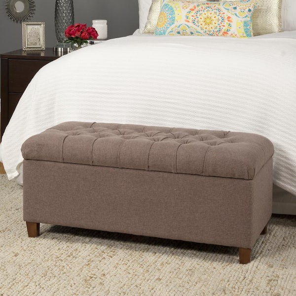 Brown Tufted Storage Bench