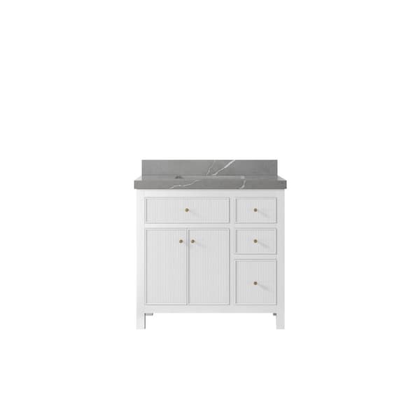 Willow Collections Sonoma 36 in. W x 22 in. D x 36 in. H Single Sink Bath Vanity Center in White with 2" Piatra Quartz Top