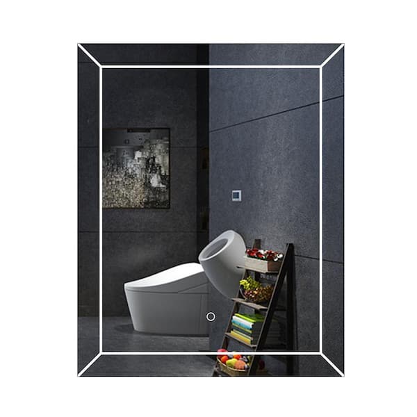 Sinber 24 in. W x 30 in. H Rectangular Frameless Anti-Fog Wall-Mounted LED Light Bathroom Vanity Mirror with Illuminated Light