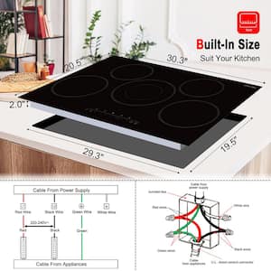 30 in. Built-in Radiant Electric Cooktop Ceramic Glass in Black with 5 Elements