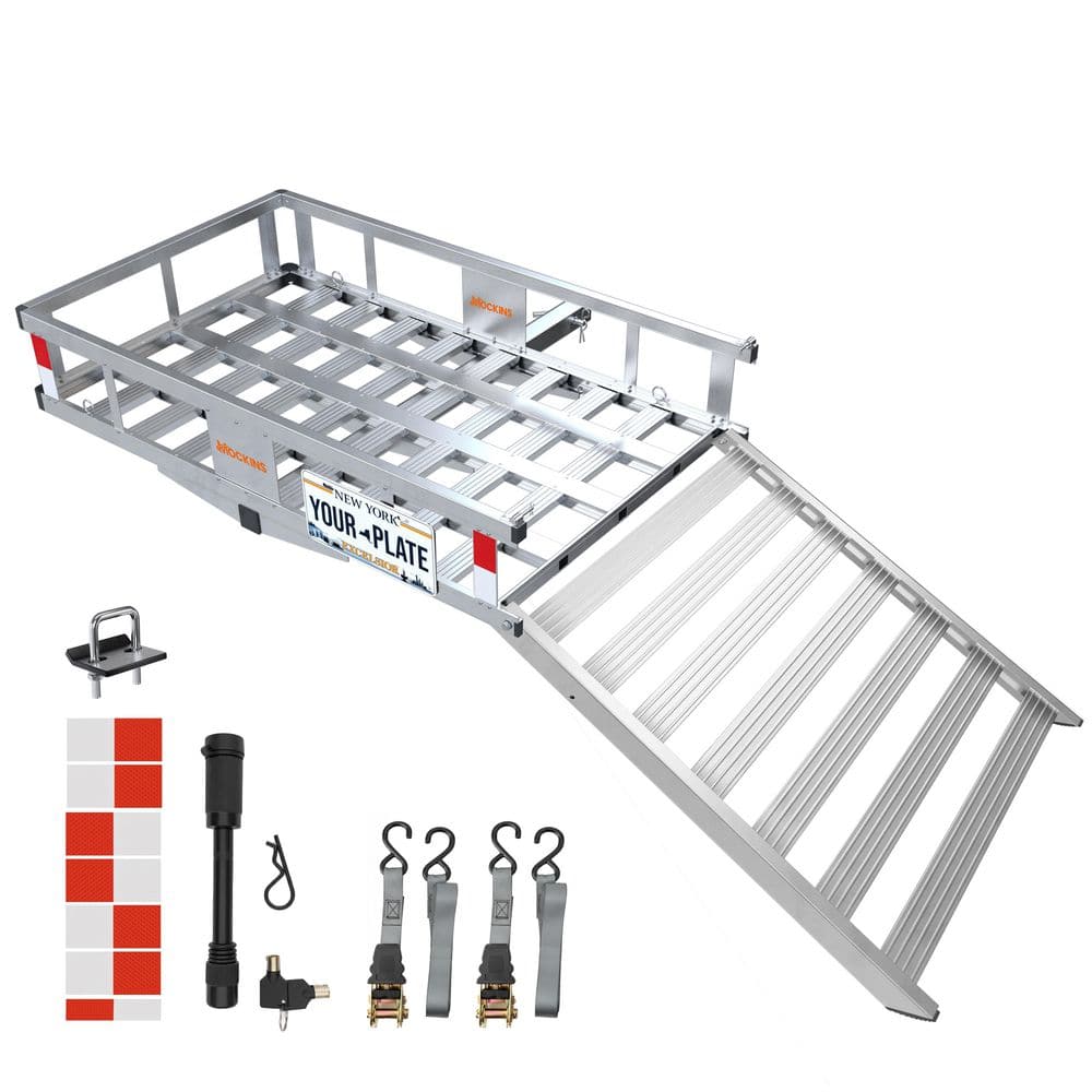 Mockins 50-in. x 29-in. x 8-in. Aluminum Trailer Hitch Cargo Carrier ...