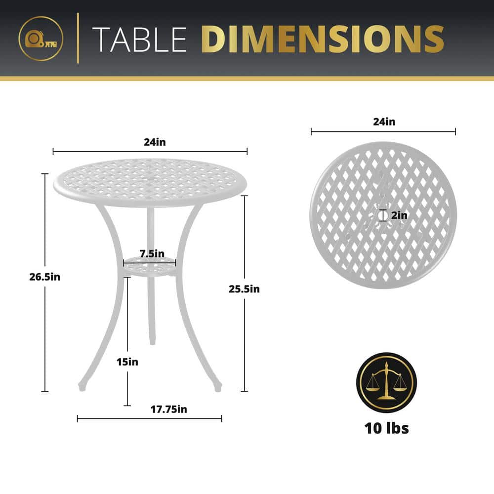 Ekta Black Cast Aluminum 3-Piece Patio Bistro Set with Cushions