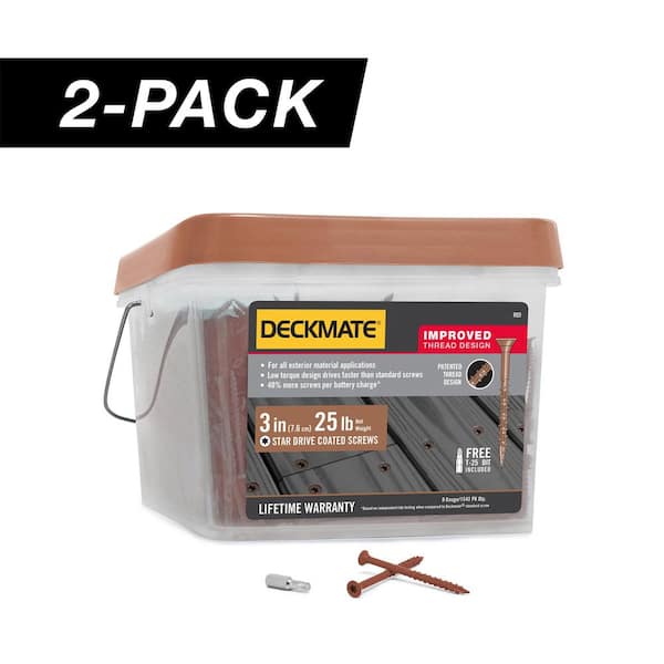 2-Pack #9 x 3 in. Red Star Drive Flat Head Wood Deck Screw (50 lb / 3,086-Piece)