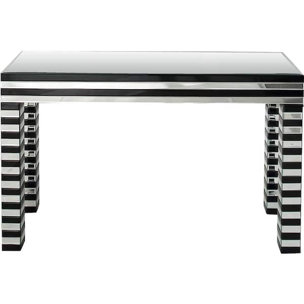 Camden Isle Waves 47.6 in. Black Rectangle Glass Console Table