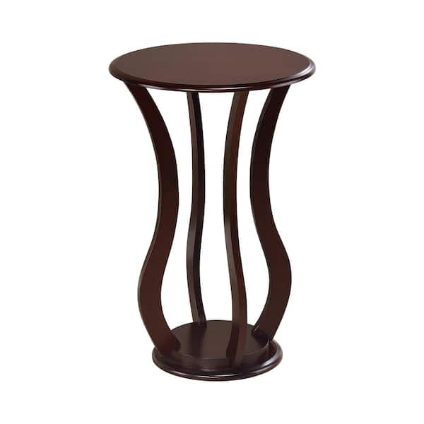 Coaster 18 in. Cherry Round Wood Accent Table with Bottom Shelf