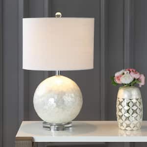 Zuri 23.5 in. Pearl/White Capiz Seashell Sphere Table Lamp