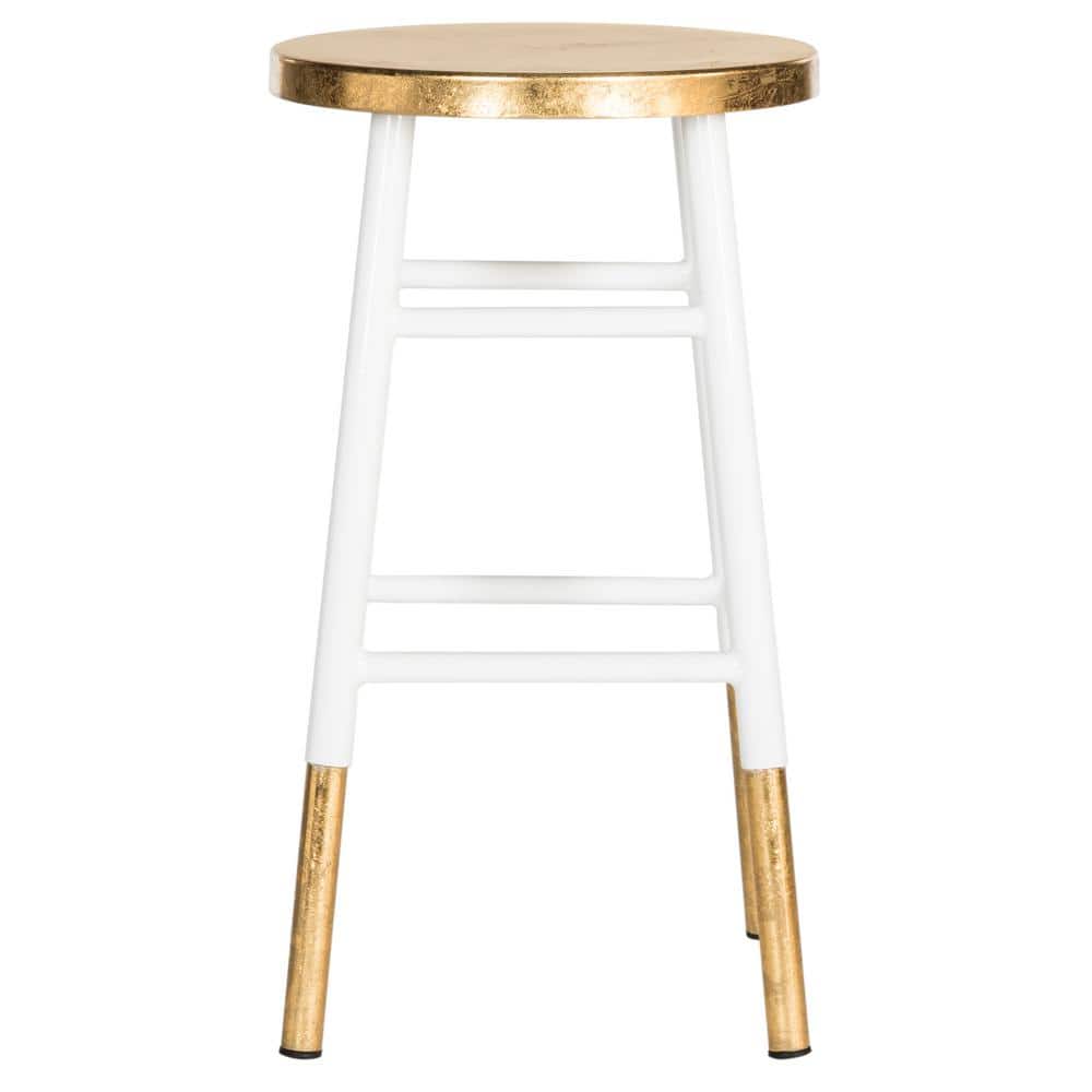 White and Gold Iron Backless Counter Stool