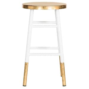Emery 24 in. White/Gold Counter Stool