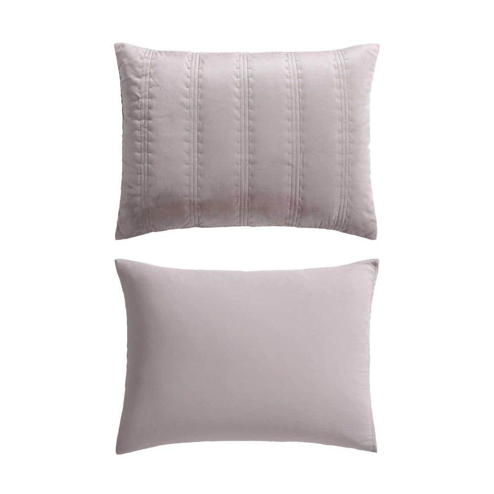 French Clay Velvet Queen Quilt Set with Reversible Design