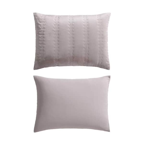 VERA WANG Linear Stitch 3-Piece French Clay Velvet Queen Quilt Set