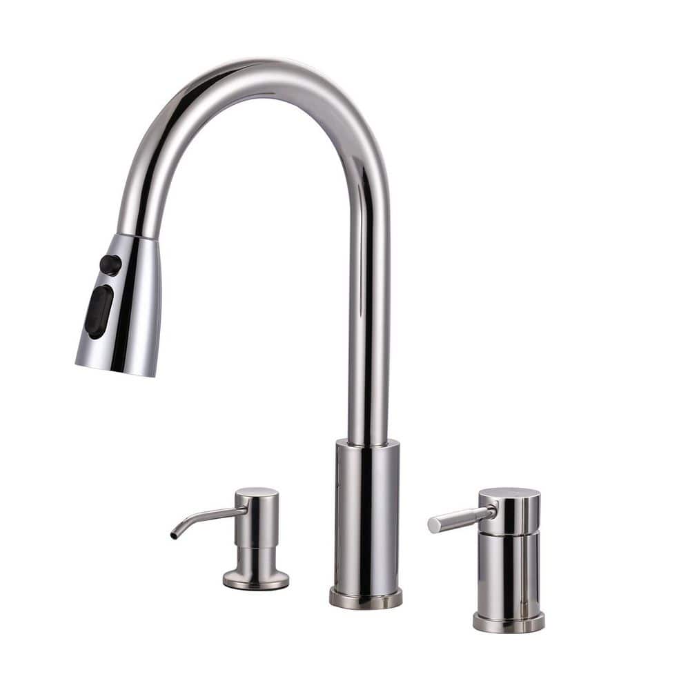 Separate Single Handle 15 in. H Pull Down Sprayer Kitchen Faucet with 360° Spout Swivel in Polished Chrome price history on PriceWatchPro