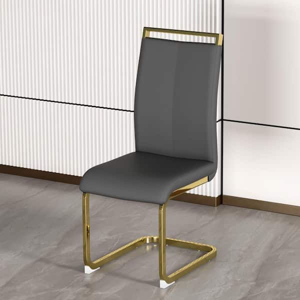 Unbranded Gray Kitchen Dining Chairs Set of 2, Modern Faux Leather Dining Chairs Set, High Back Seat Chairs for Dining Room
