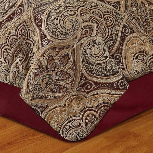 QUEEN STREET NEW YORK Bordeaux Crimson Polyester Queen 4-Piece