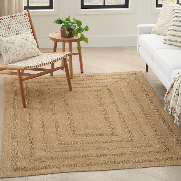 Natural Seagrass Natural 5 ft. x 7 ft. Solid Contemporary Area Rug