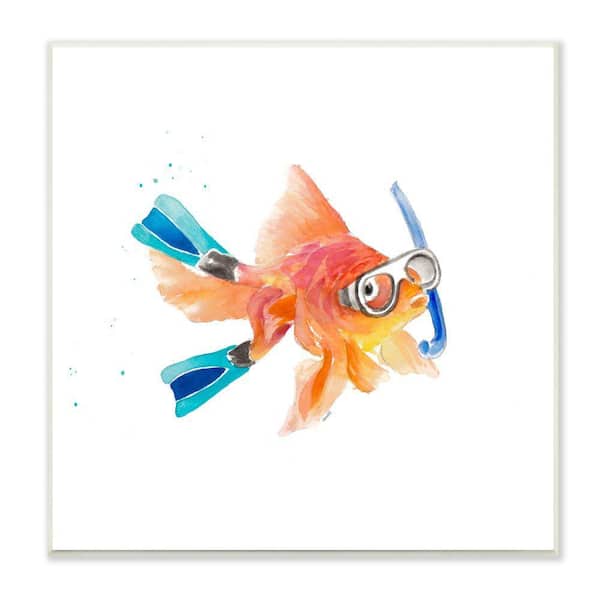 Stupell Industries Goldfish Pet Blue Snorkel Gear Funny Swimming Fish by  Lanie Loreth Unframed Print Animal Wall Art 12 in. x 12 in. ai-269_wd_12x12  - The Home Depot