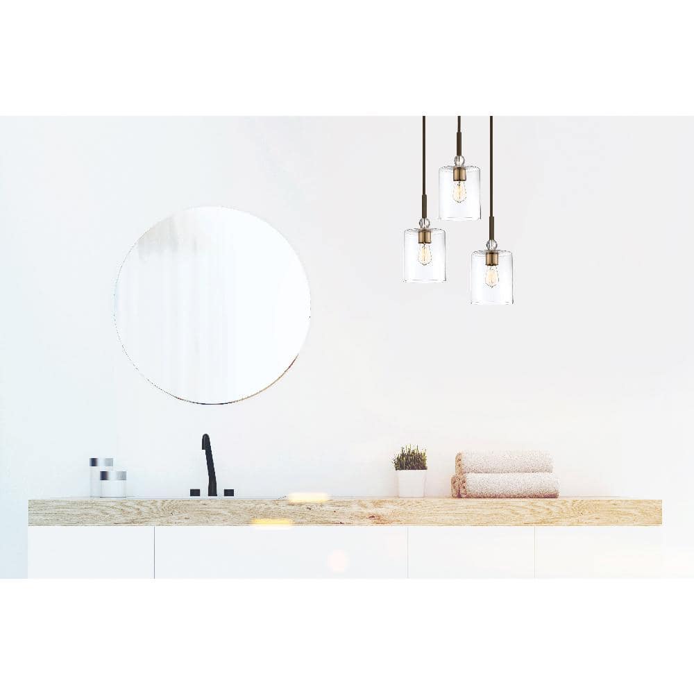 Mini Painted Bronze and Brass Glass Pendant Light