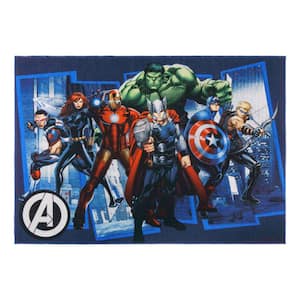 Avengers City Multi-Colored 5 ft. x 7 ft. Indoor Polyester Area Rug