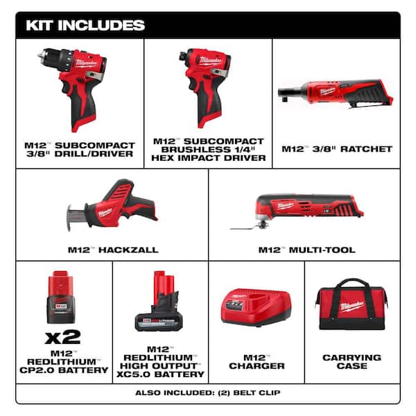 Milwaukee M12 12V Lithium-Ion Brushless Cordless Subcompact Drill