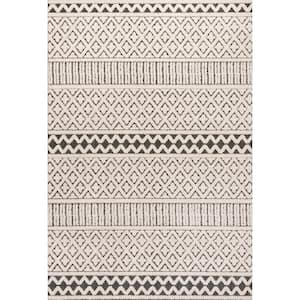 Ormond High-Low Modern Trellis Geometric Cream/Black 4 ft. x 6 ft. Indoor/Outdoor Area Rug