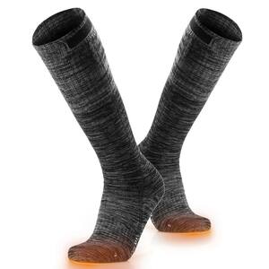 Unisex Small Flecking Gray Coolmax Blend Heated Socks Rechargeable Electric Socks (1-Pack)